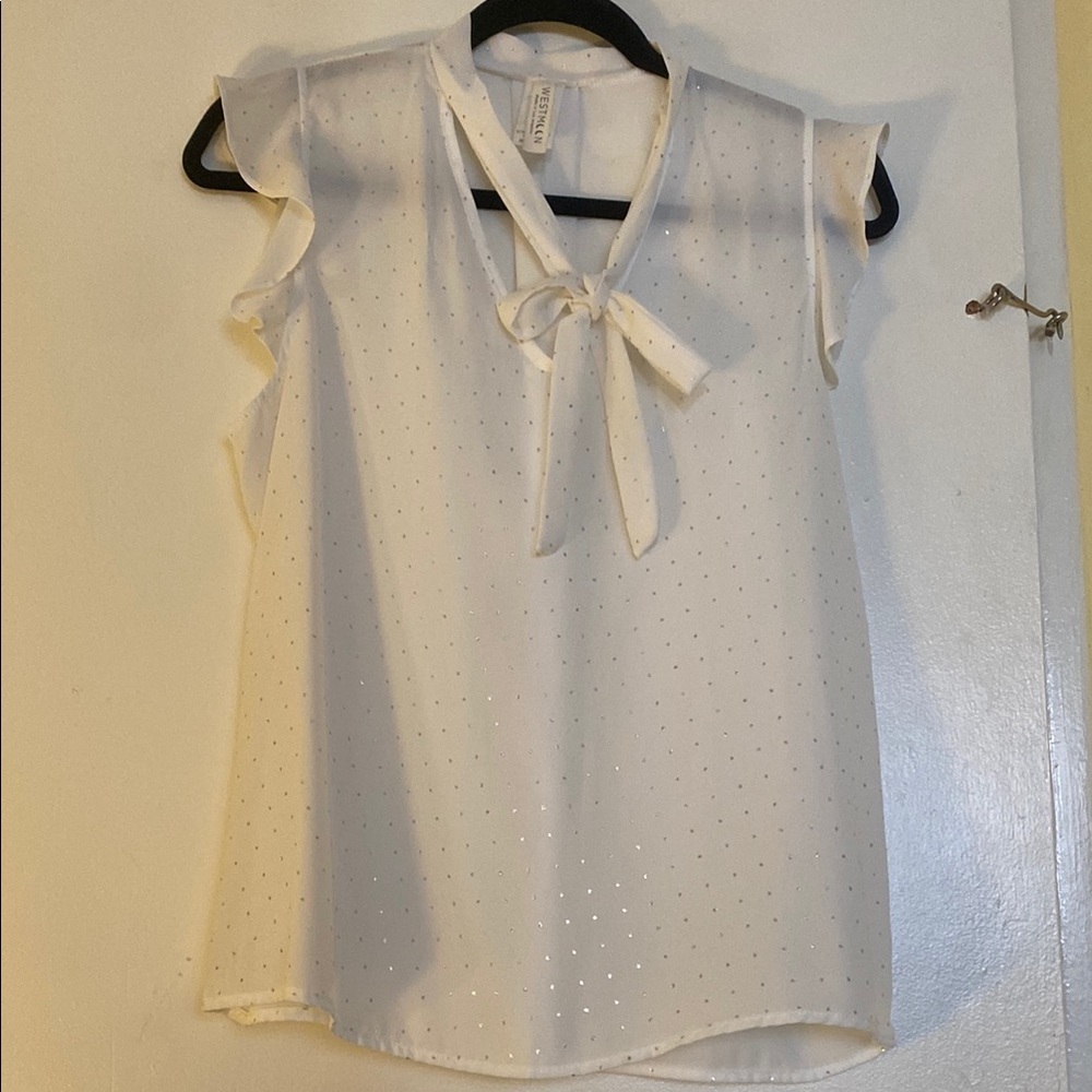 Cream Ruffled Tie Front Blouse